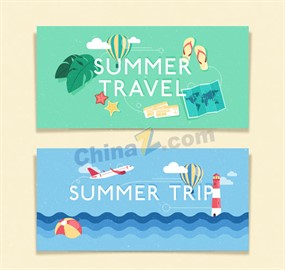 夏季旅游banner设计矢量素材